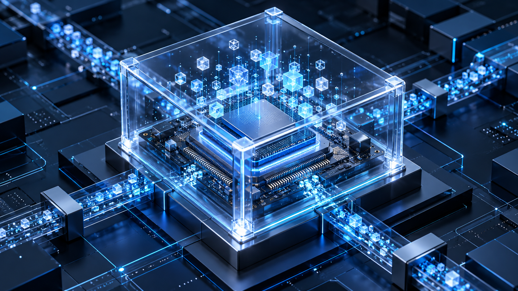 GPU procesando datos dentro de un enclave transparente protegido.